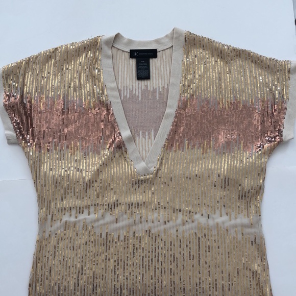 INC INTERNATIONAL CONCEPTS SEQUIN PARTY TOP TUNIC DEEP V NECK - Picture 6 of 10